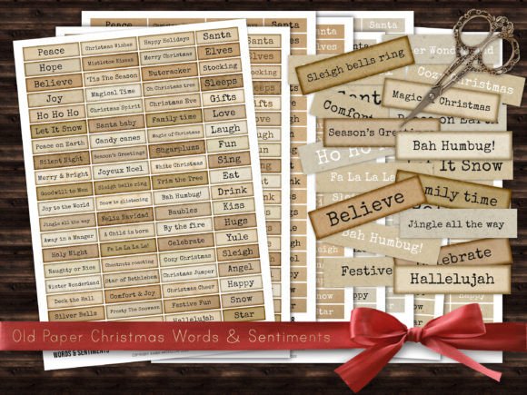 Christmas Words Phrases & Sentiments Graphic Illustrations By Digital Magpie Design Studio