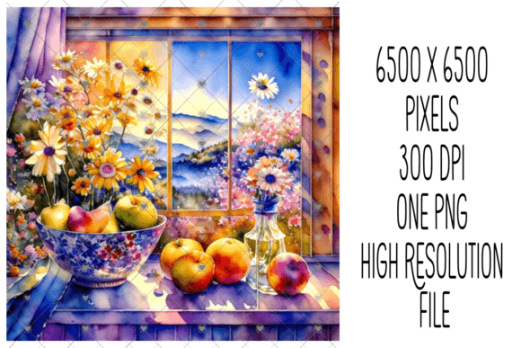 Watercolor Flowers and Fruit