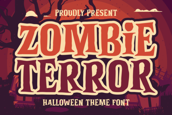 Zombie Terror Font: Spine-Chilling Bold Halloween Typeface with Jagged Edges