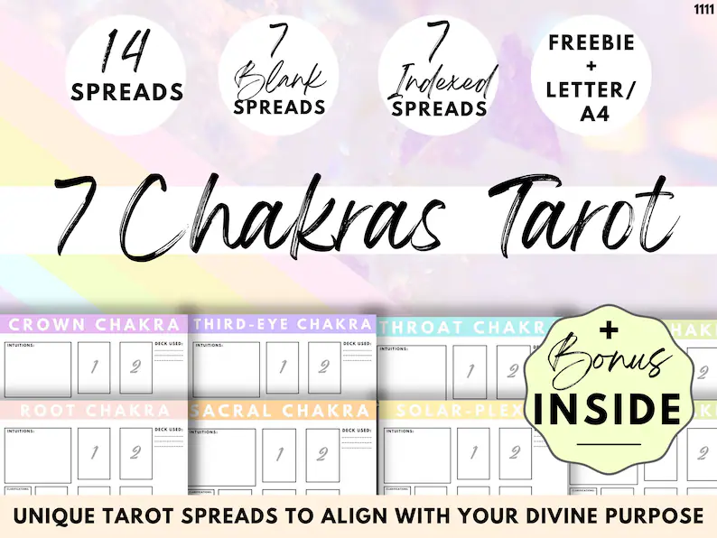 7 Chakras Tarot Journal Printable, Tarot