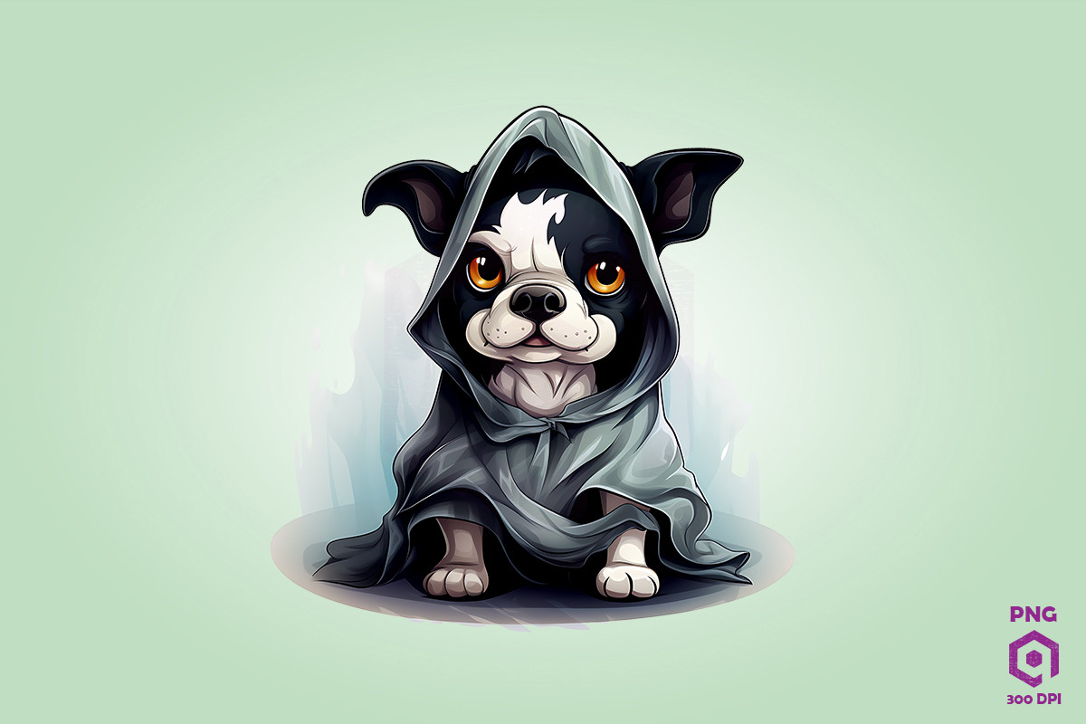 Boston Terrier in Ghost Costume 2 Graphic by Quoteer · Creative Fabrica