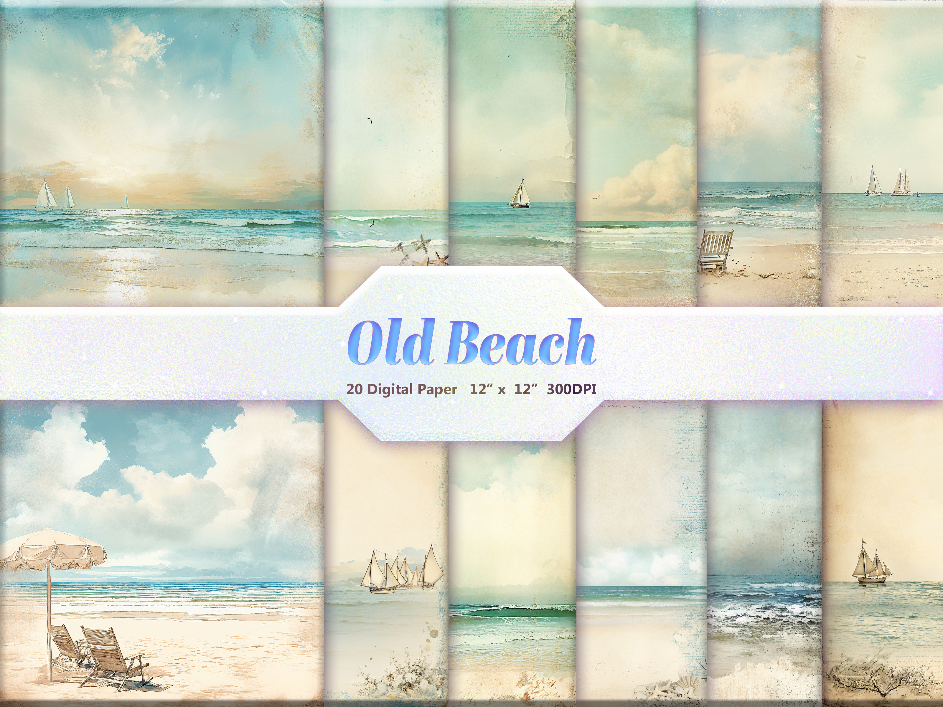 Old Beach Digital Paper Pack Graphic by DifferPP · Creative Fabrica