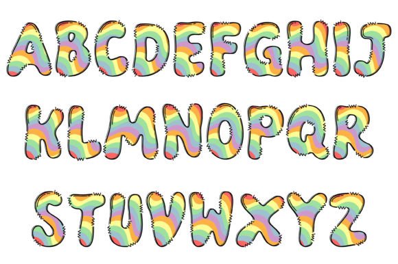Pastel Rainbow Font PNG with transparent background - Preview 1