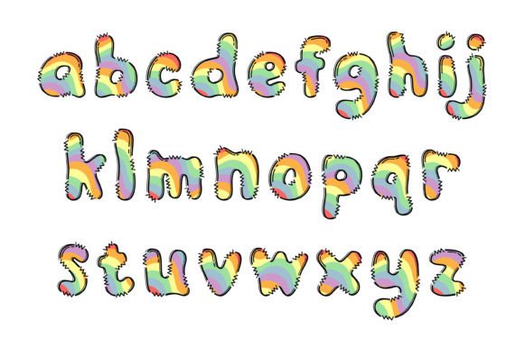 Pastel Rainbow Font PNG with transparent background - Preview 2