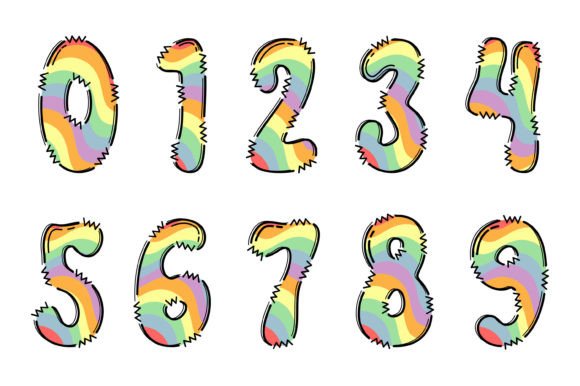 Pastel Rainbow Font PNG with transparent background - Preview 3