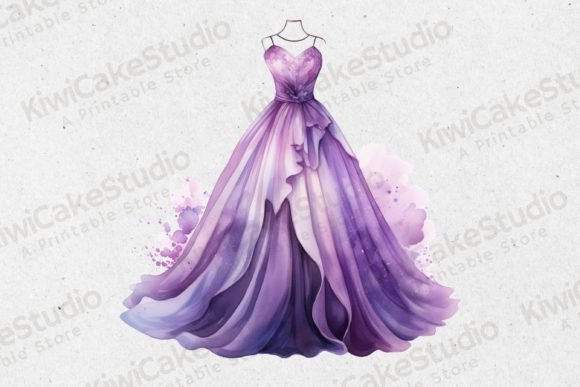 purple princess dress clipart Purple Quinceaera Princess Clipart: Elegant Gown (digital Download)