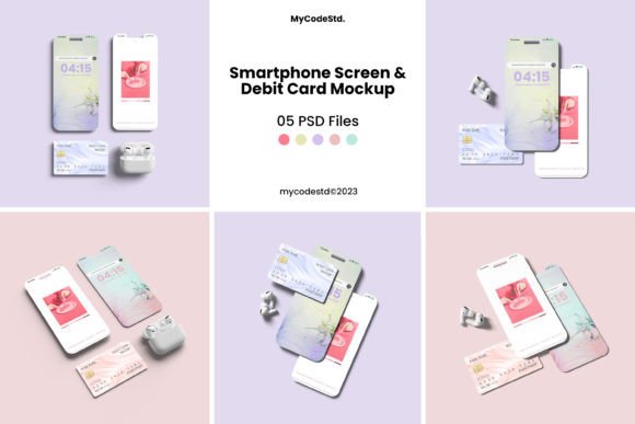 Smartphone Screen and Debit Card Mockup Gráfico Interfaces de Aplicativos Móveis Por My Code Std