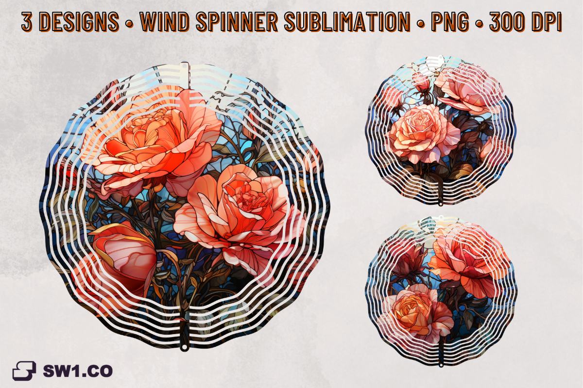 Stained Glass Rose Wind Spinner Graphic by sw1co design · Creative Fabrica