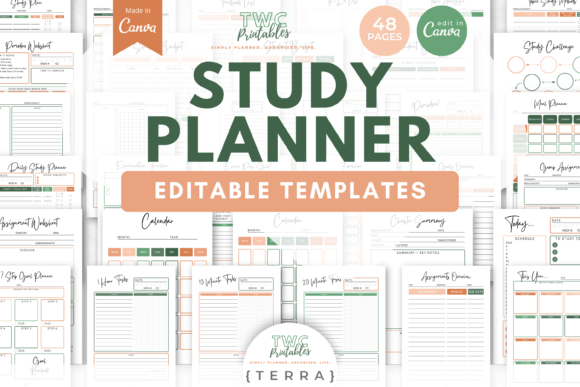 Study Planner Canva Templates - Digital
