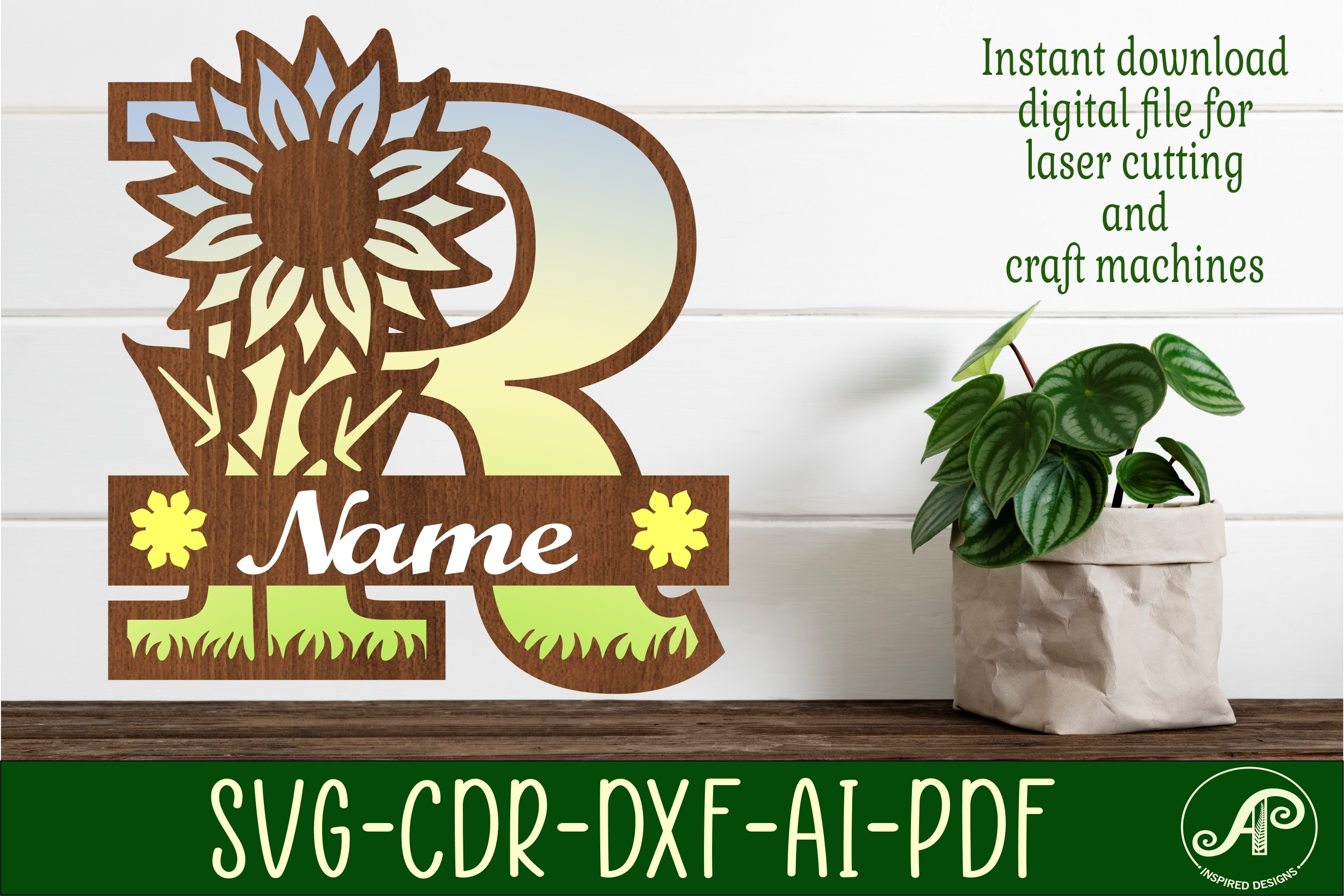 Sunflower Capital Monogram Letter R SVG · Creative Fabrica
