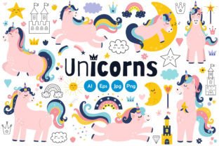 Unicorns Clipart Collection Graphic by jsabirova · Creative Fabrica