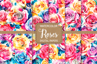 Watercolor Roses - Digital Papers Graphic by Prawny · Creative Fabrica