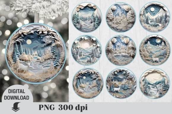 3D Christmas Ornaments Sublimation Graphic Crafts By OksisMG