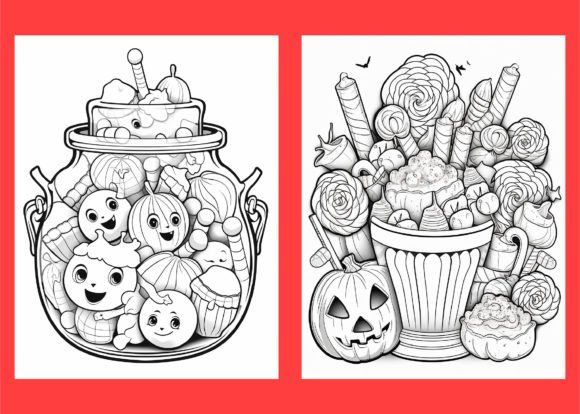 Cute Halloween Candy Coloring Page Adult