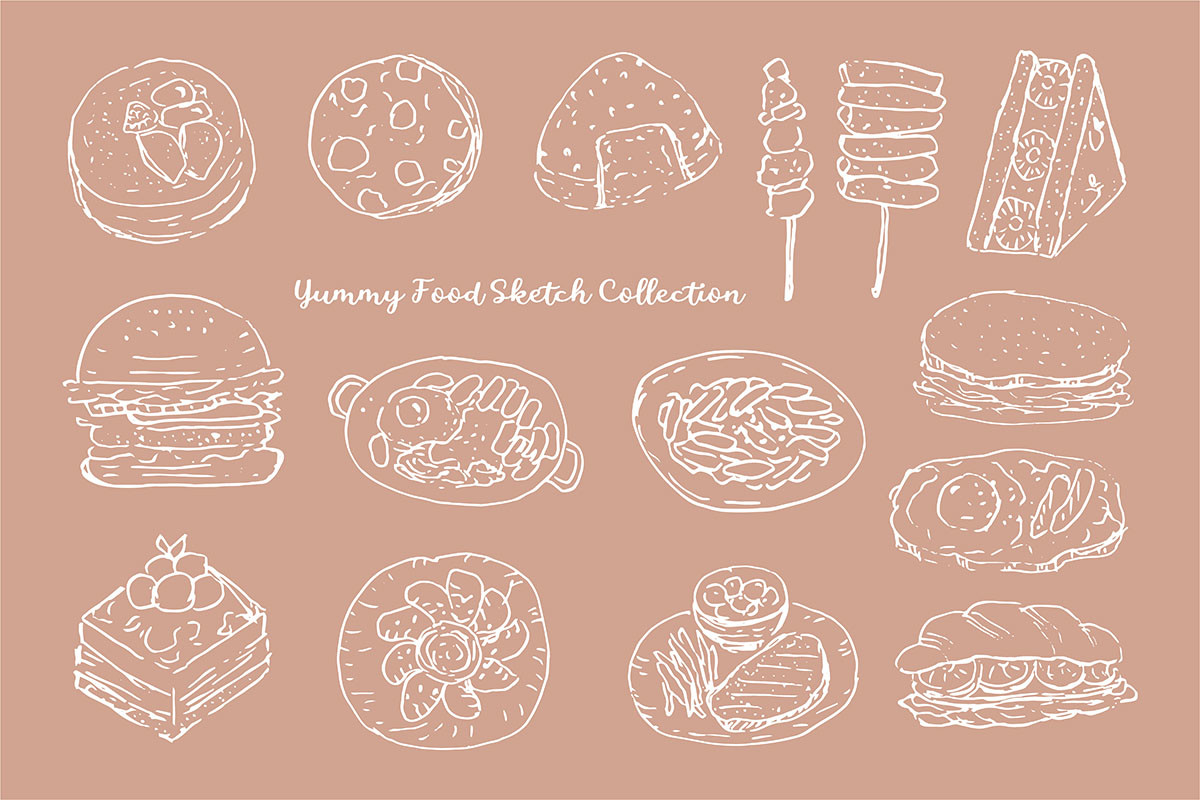 Cute Hand Drawn Yummy Food Illustration