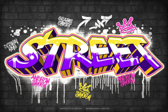Graffiti Text Effect Illustration Styles de calques Par Sko4