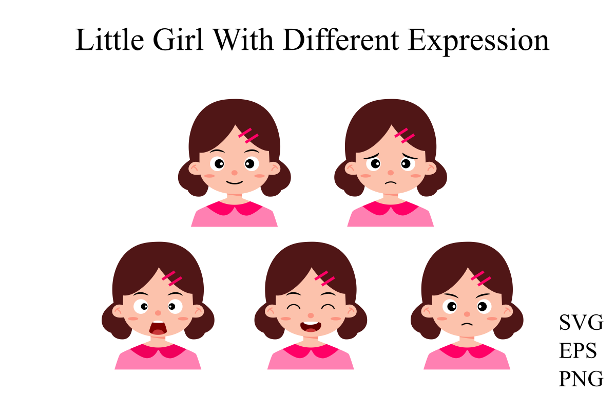 Little Girl with Different Expression Graphic by PustitchStudio ...