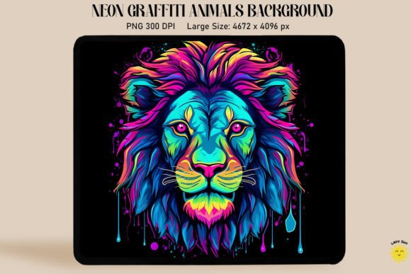 Neon and Glowing Graffiti of Lion Grafica Sfondi Di Lazy Sun