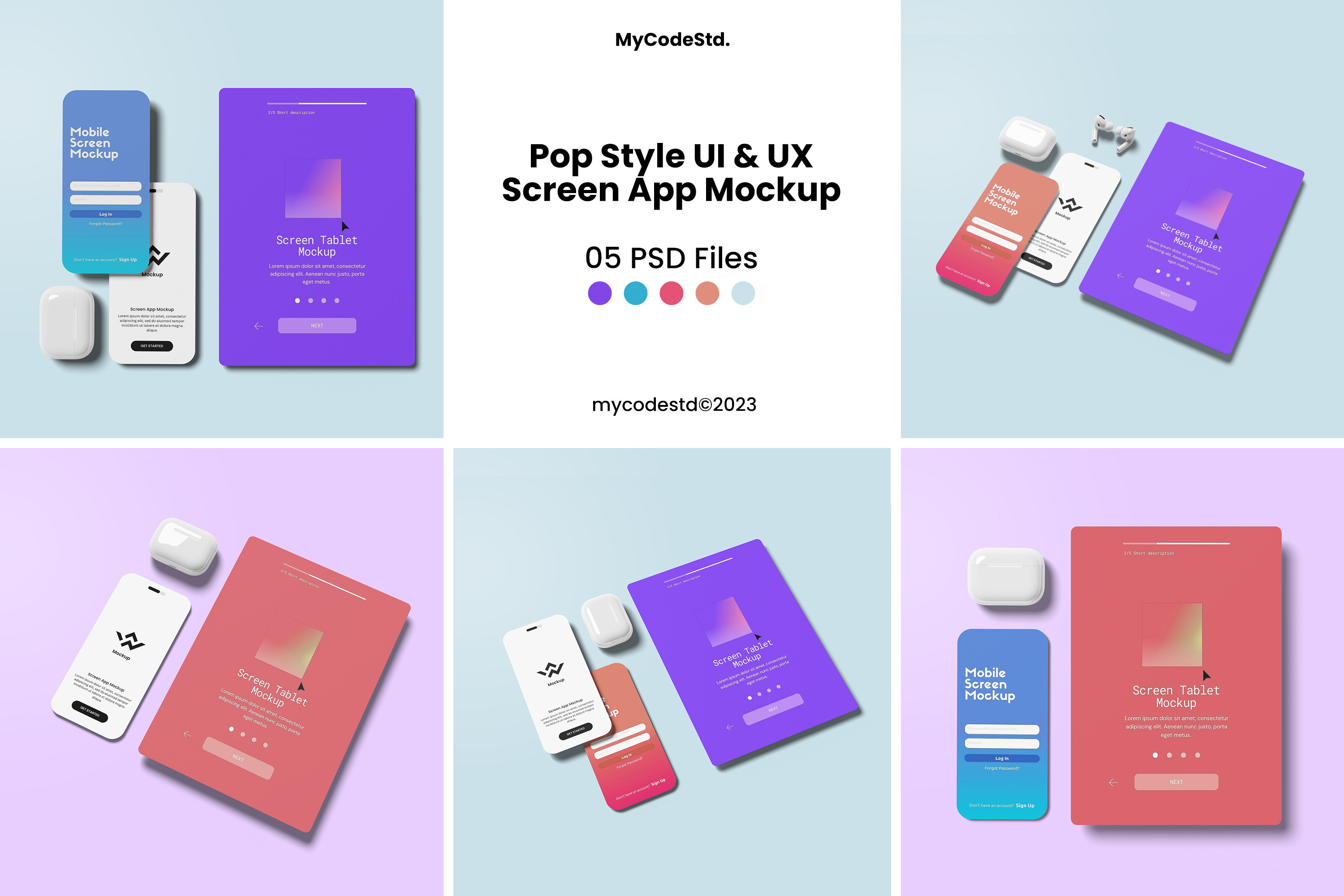 Pop Style UI & UX Screen App Mockup Graphic by My Code Std · Creative ...
