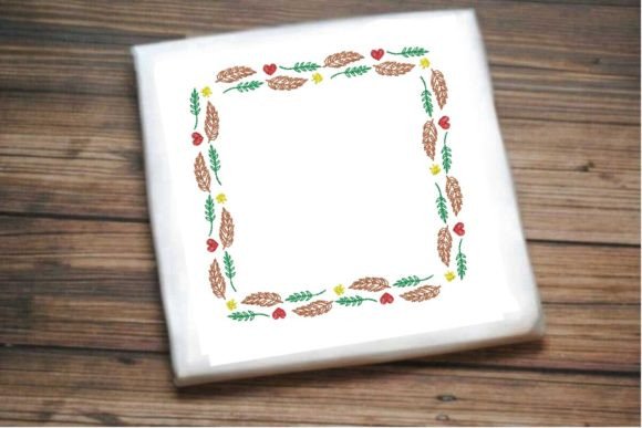 Square Border with Pretty Hearts and Feathers