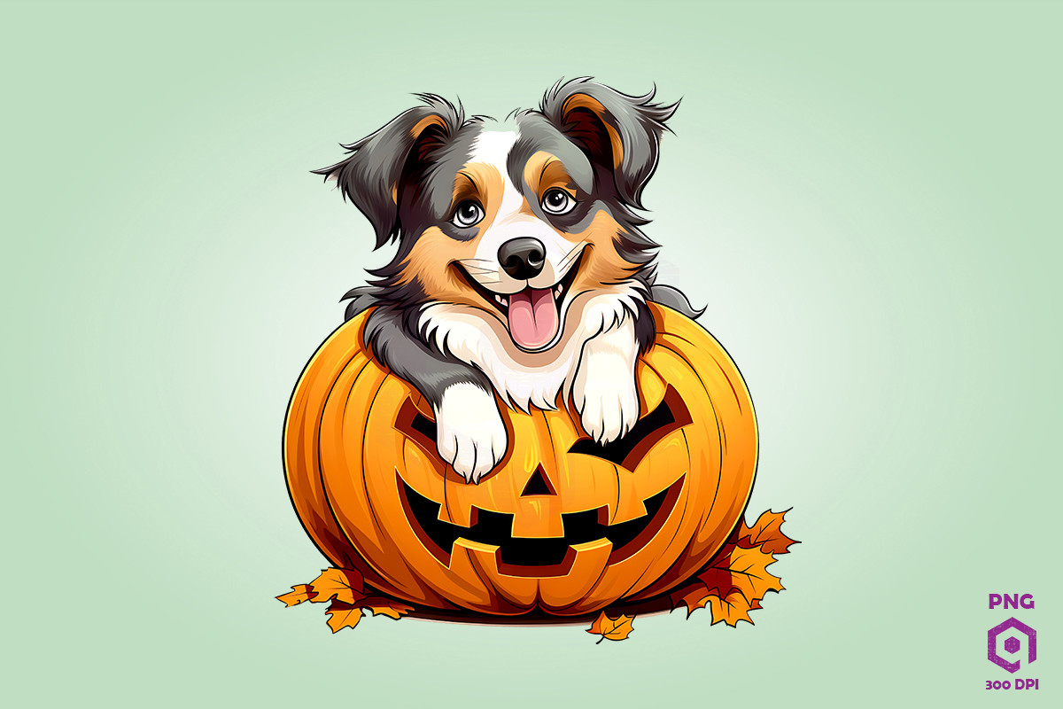 Australian Shepherd Inside Huge Pumpkin Graphic by Quoteer · Creative ...
