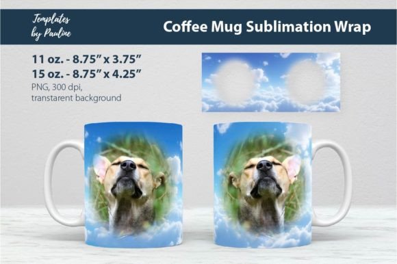 Blue Sky Round Photo Mug Wrap Template Graphics