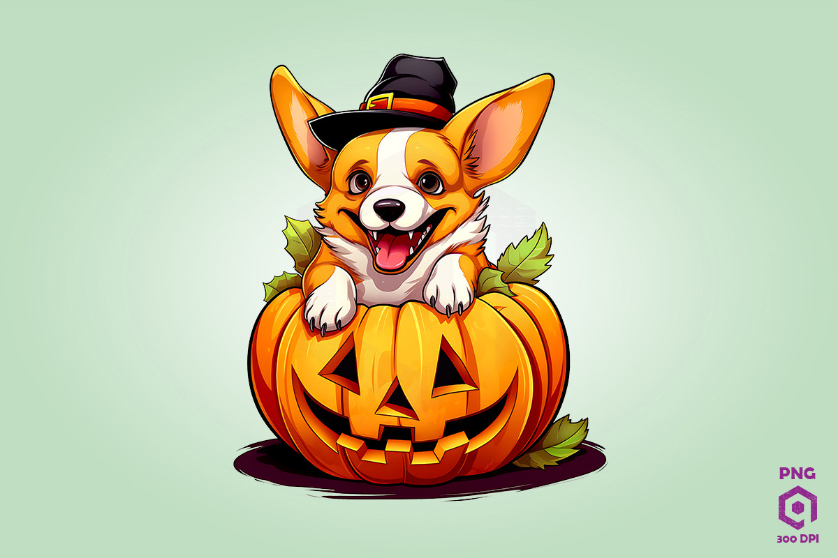 Corgi Dog Inside Huge Pumpkin PNG Graphic by Quoteer · Creative Fabrica