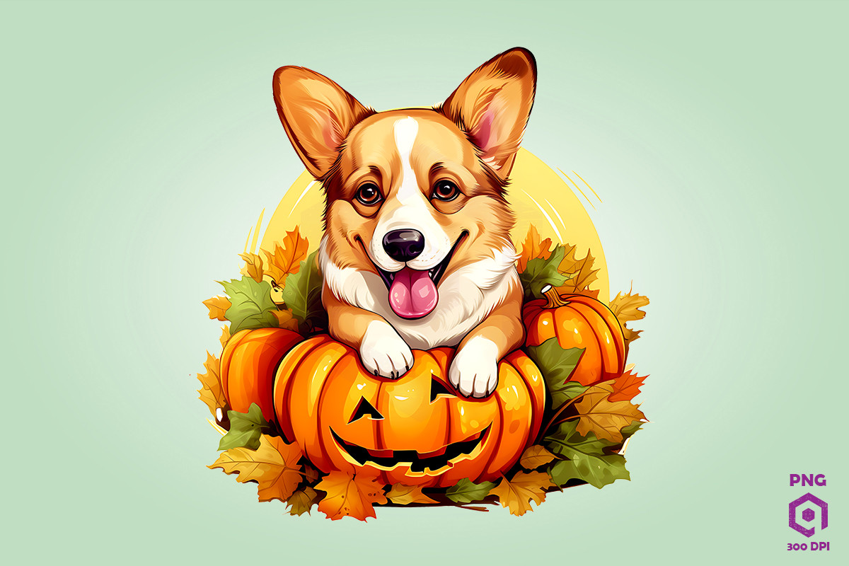 Corgi Dog Inside Huge Pumpkin PNG Graphic by Quoteer · Creative Fabrica