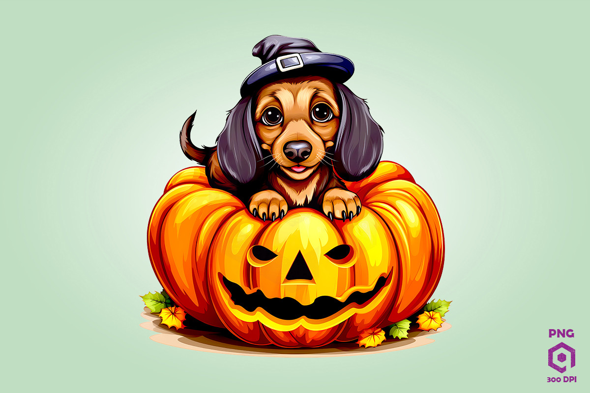 Dachshund Inside Huge Pumpkin 1 Graphic by Quoteer · Creative Fabrica
