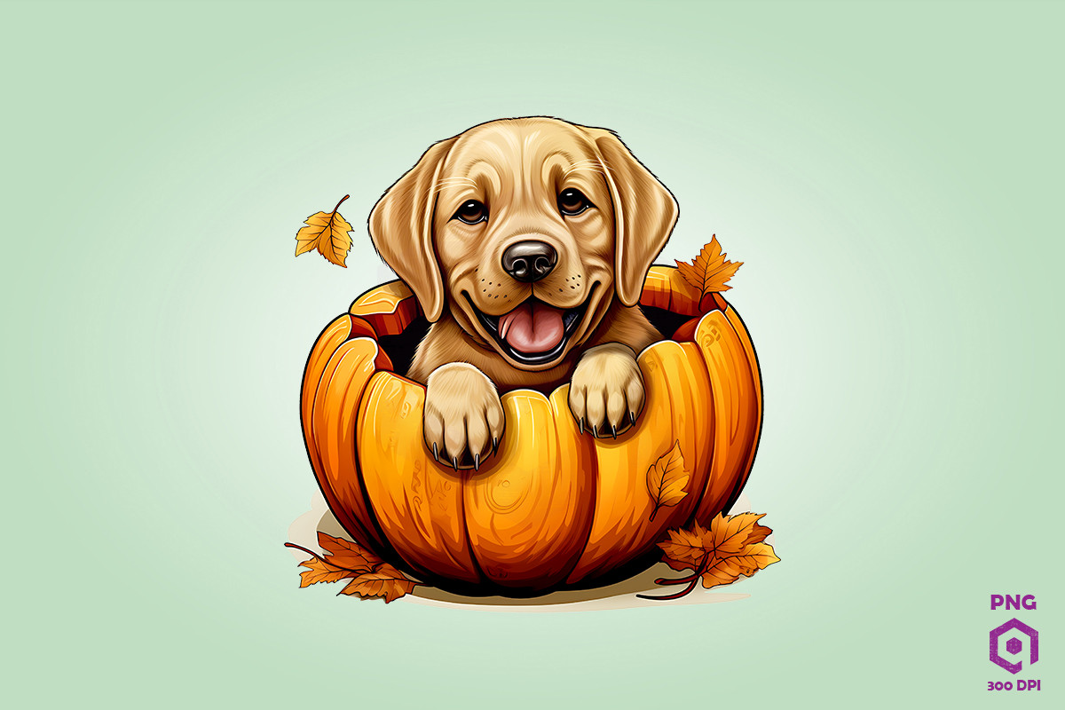 Labrador Retriever Inside Huge Pumpkin Graphic by Quoteer · Creative ...