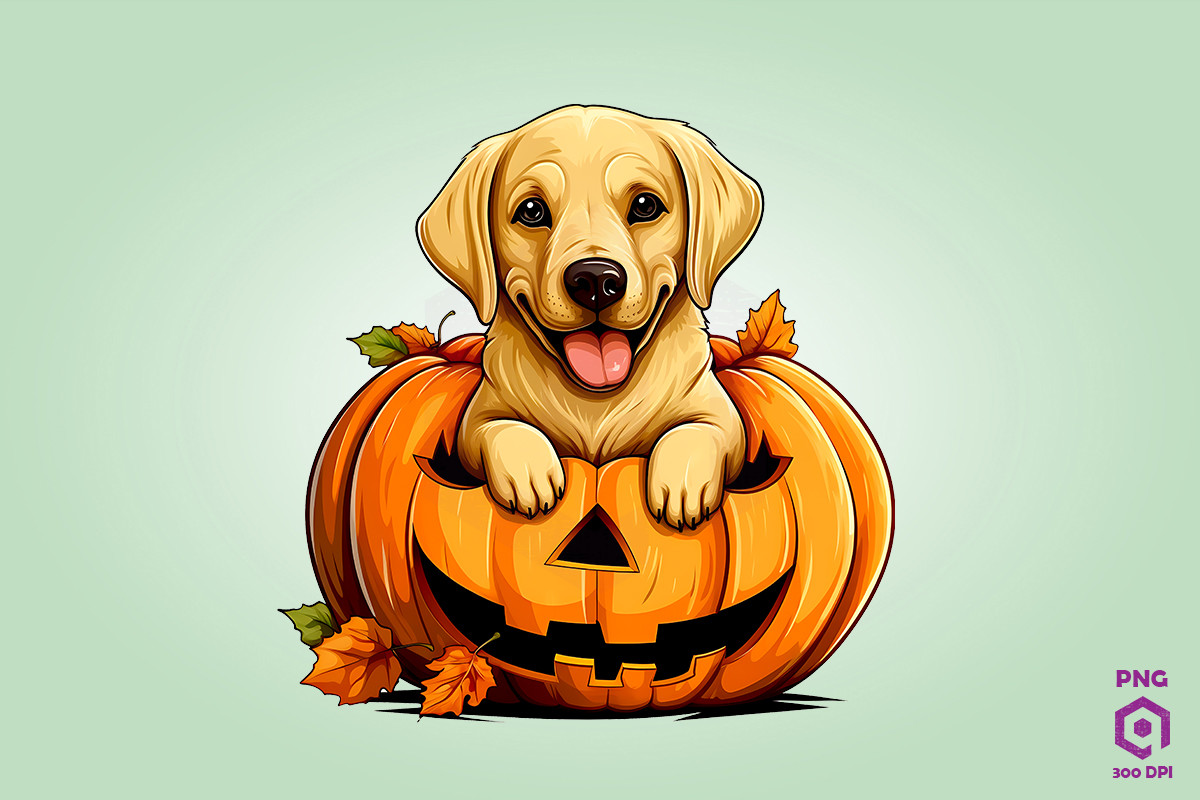 Labrador Retriever Inside Huge Pumpkin Graphic by Quoteer · Creative ...