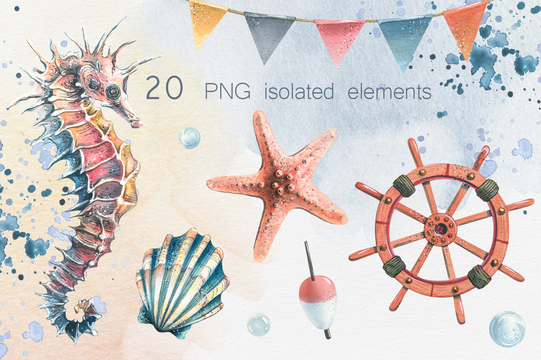 Nautical Underwater Watercolor Clipart - photo 2