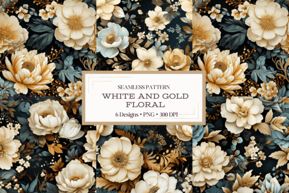 Seamless Pattern White and Gold Floral Graphic by sw1co design ...
