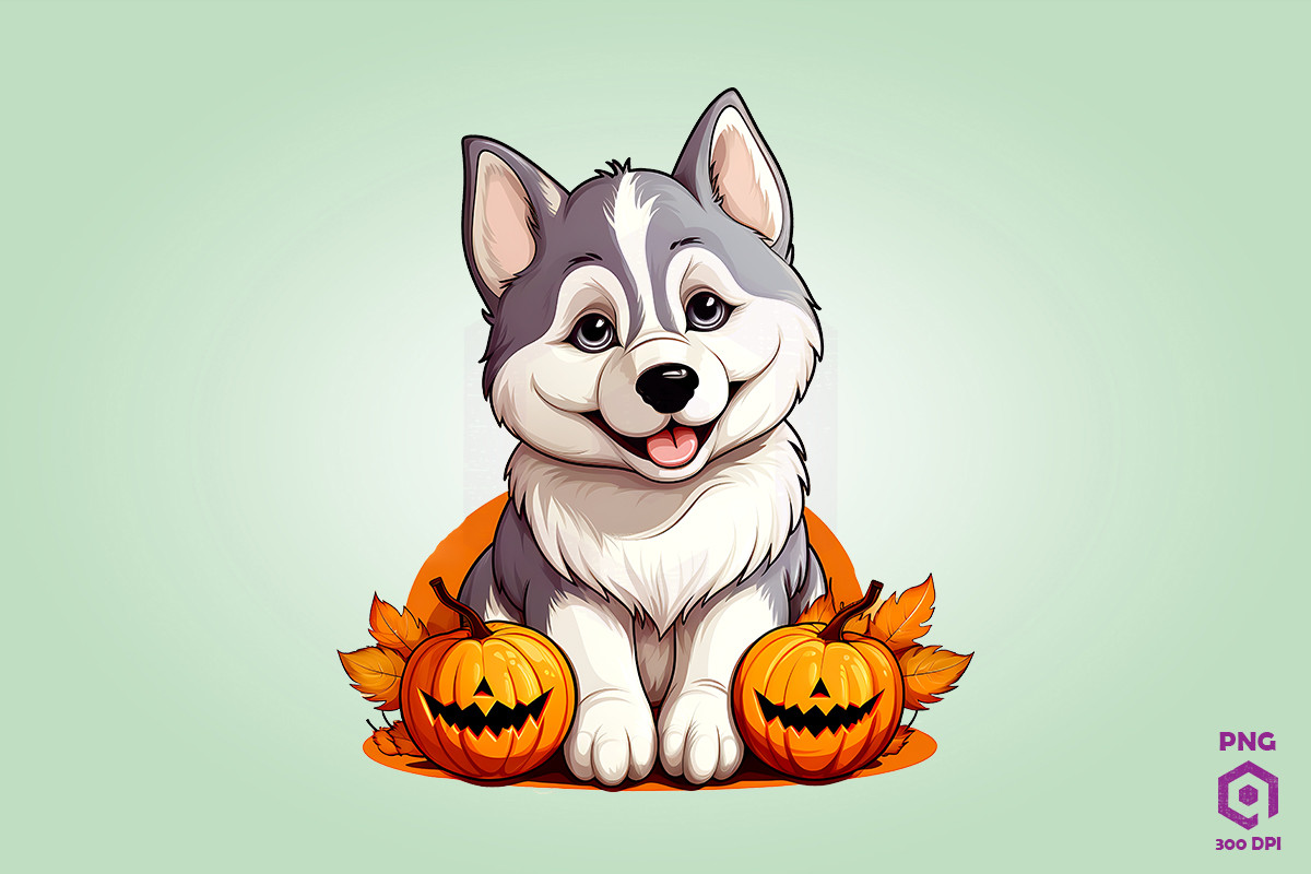 Siberian Husky Inside Huge Pumpkin 1 Graphic by Quoteer · Creative Fabrica