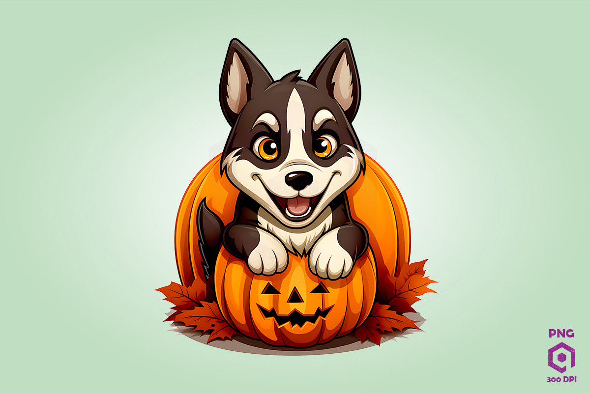 Siberian Husky Inside Huge Pumpkin 2 Graphic by Quoteer · Creative Fabrica