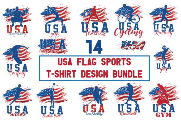 USA Flag Vintage Sports T-shirt Bundle