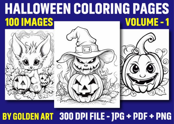 Preview of 100 Adults Halloween Coloring Pages coloring pages for adults