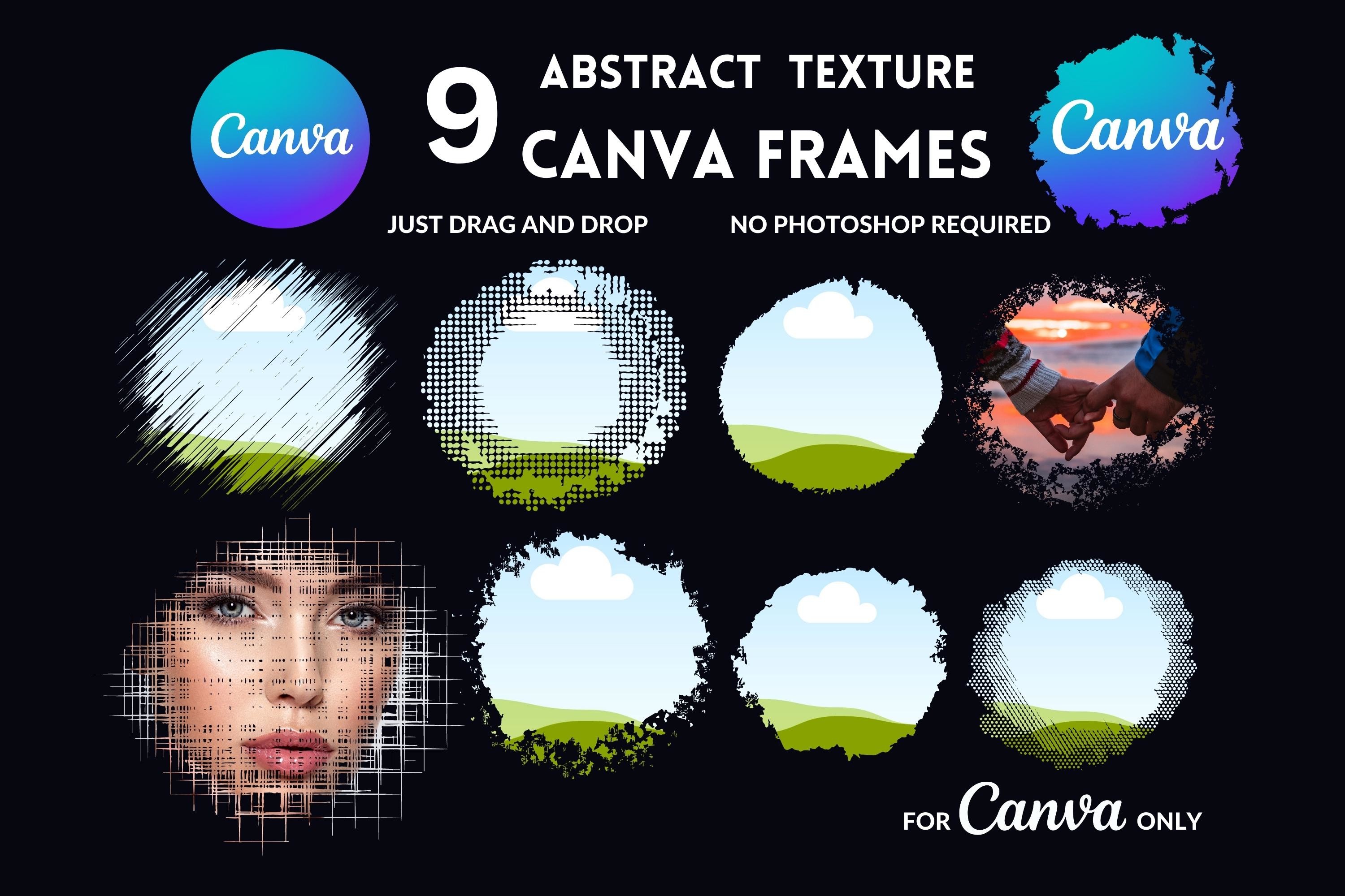 9 Abstract Shapes & Texture Canva Frames