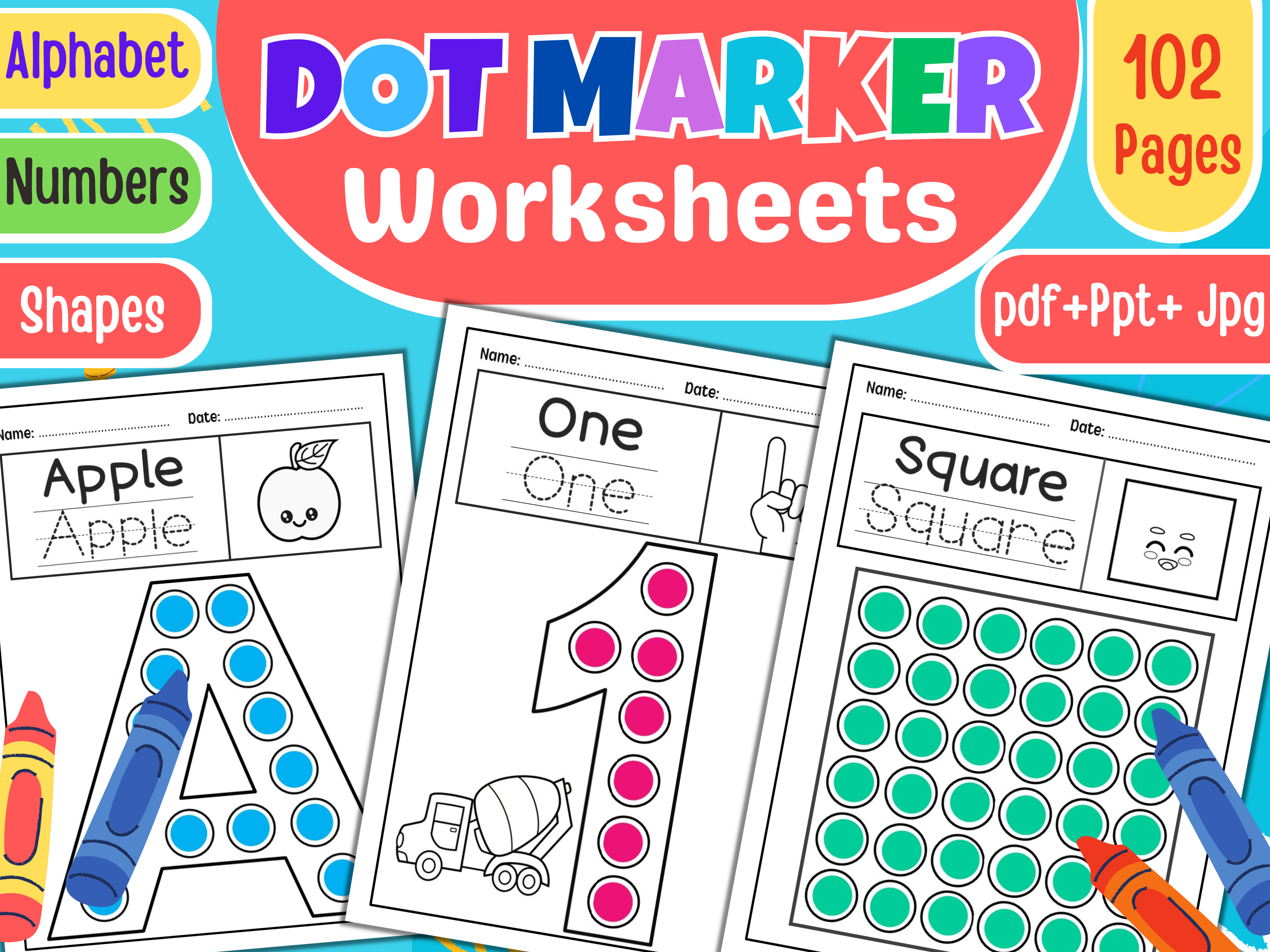 Dot Marker Worksheets for Kids.