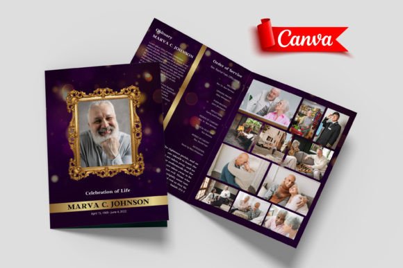 Modern Funeral Program Canva Template