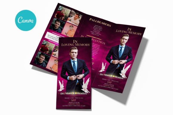 Modern Trifold Funeral Program Canva