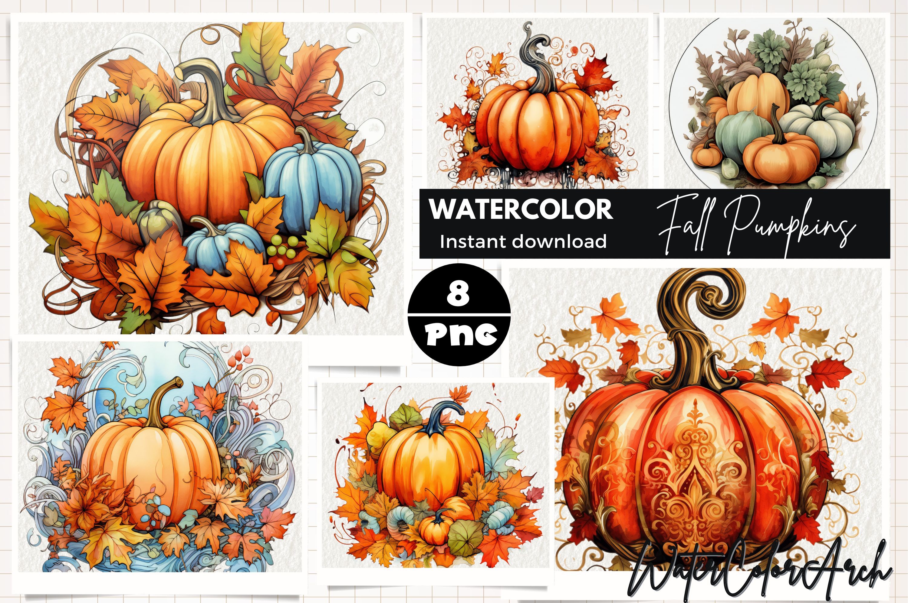 Pumpkin Sublimation Clipart Graphic by WaterColorArch · Creative Fabrica