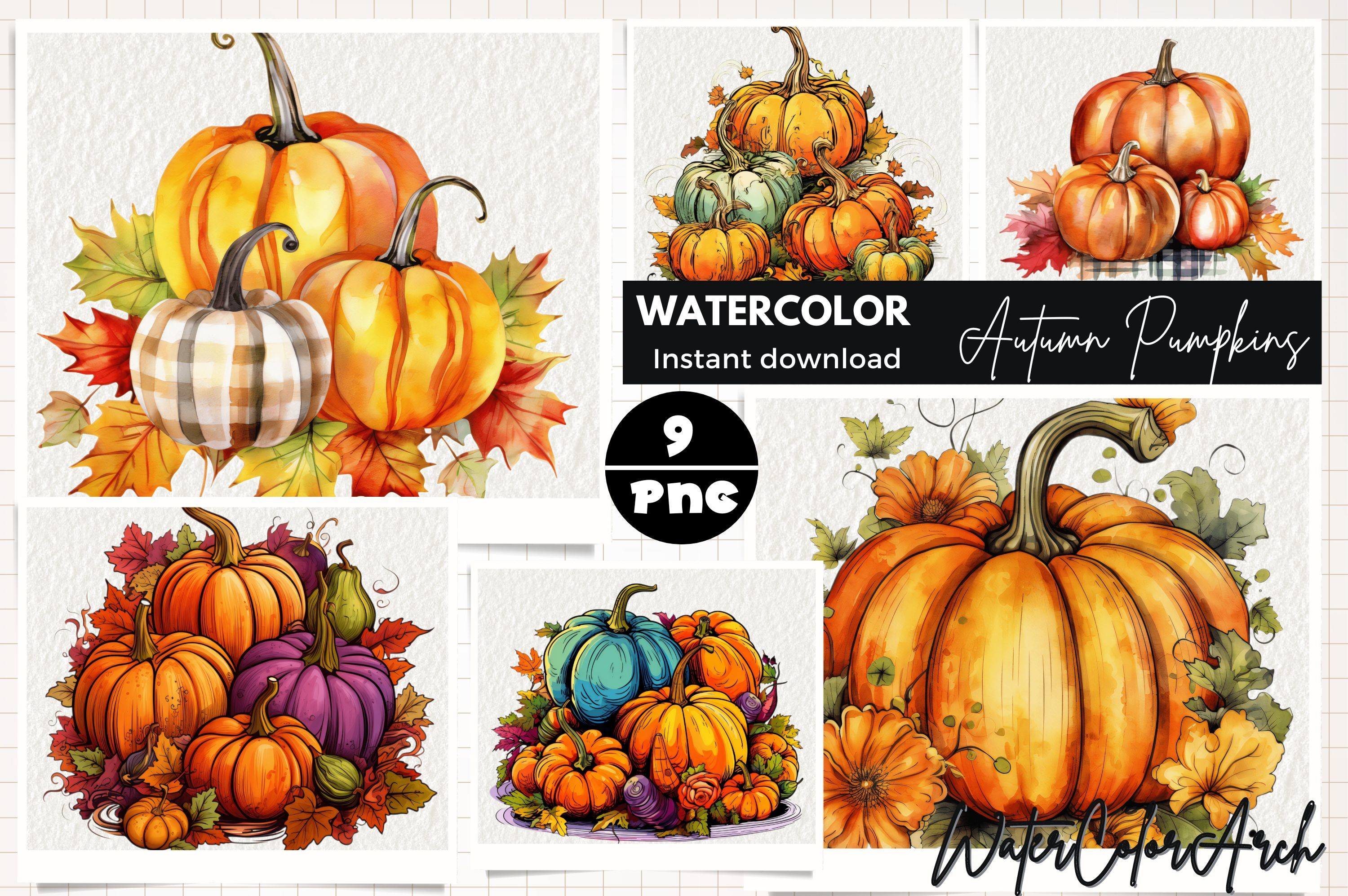 Pumpkin Sublimation Clipart Graphic by WaterColorArch · Creative Fabrica