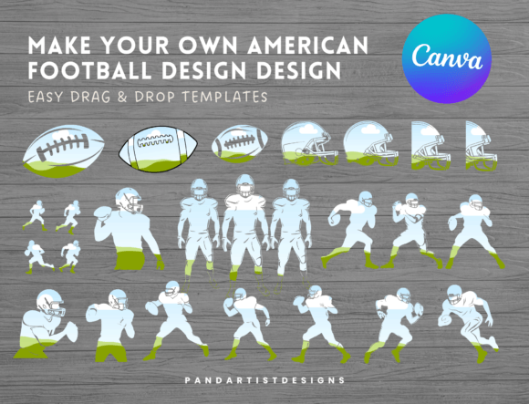 American Football Canva Frame Bundle with resizable sports frames