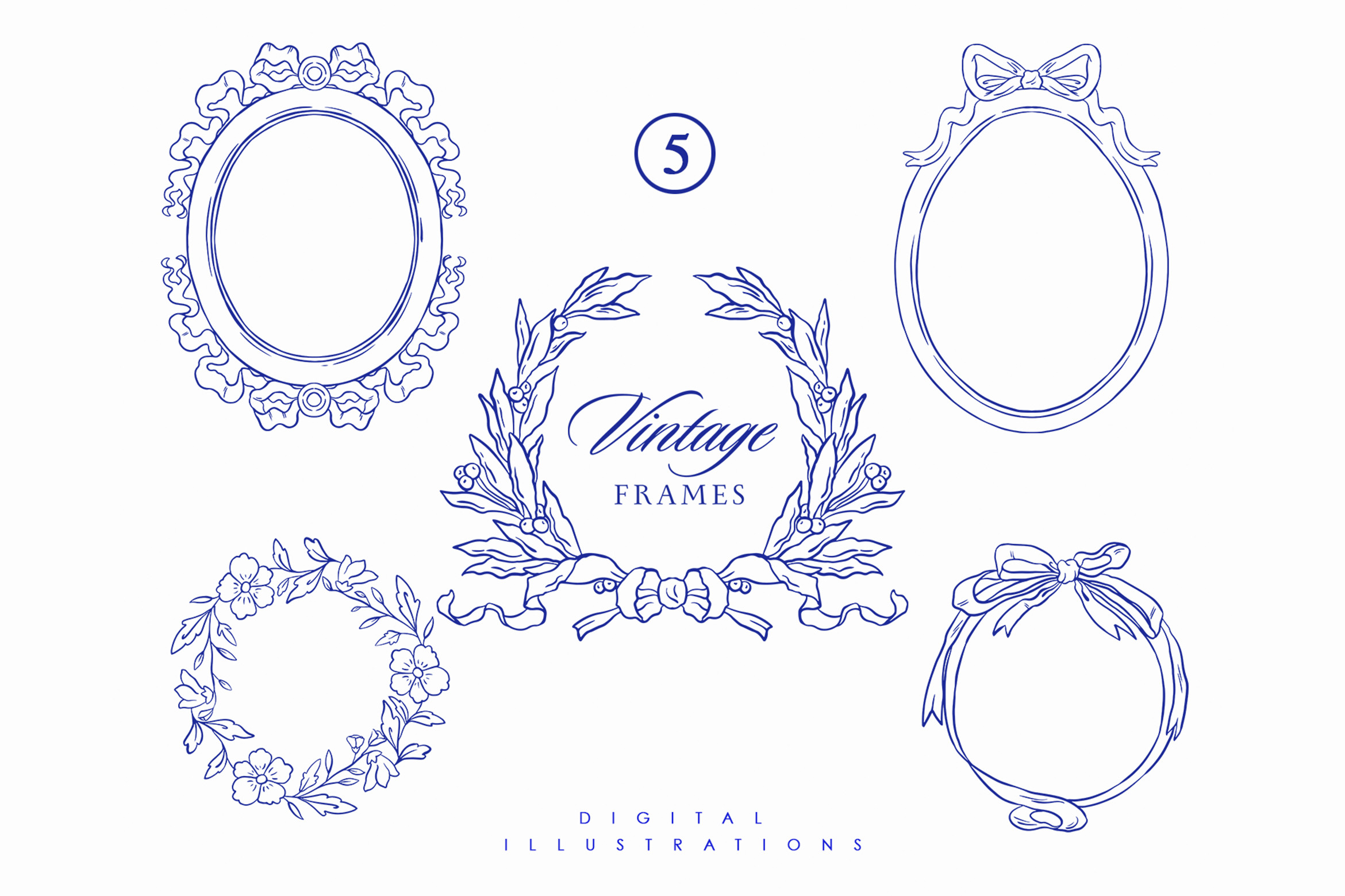Baroque Wedding Line Art Frames