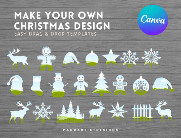 Christmas Elements Canva Frames Bundle for holiday designs