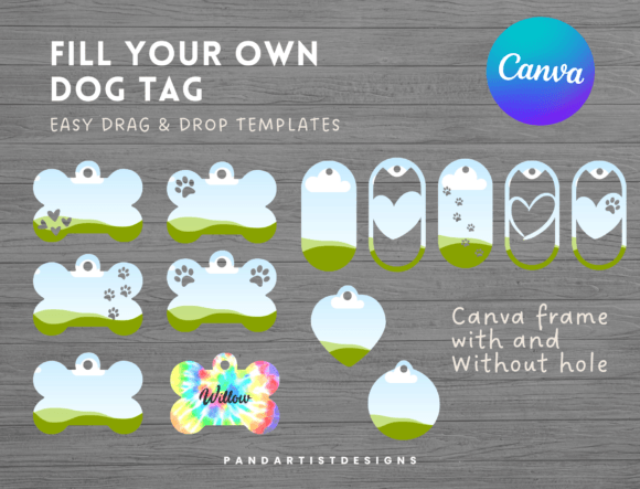 Dog Tag Canva Frame Bundle
