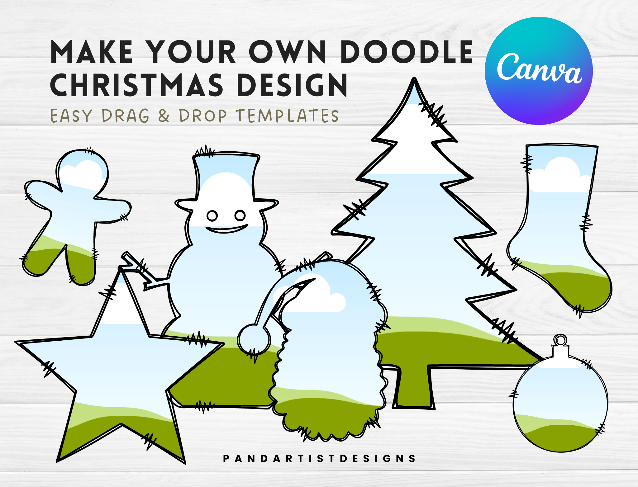 Doodle Christmas Canva Frames Bundle