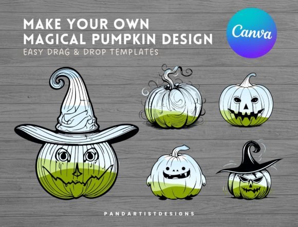 Magical Pumpkins Canva Frame Bundle with editable pumpkin shapes