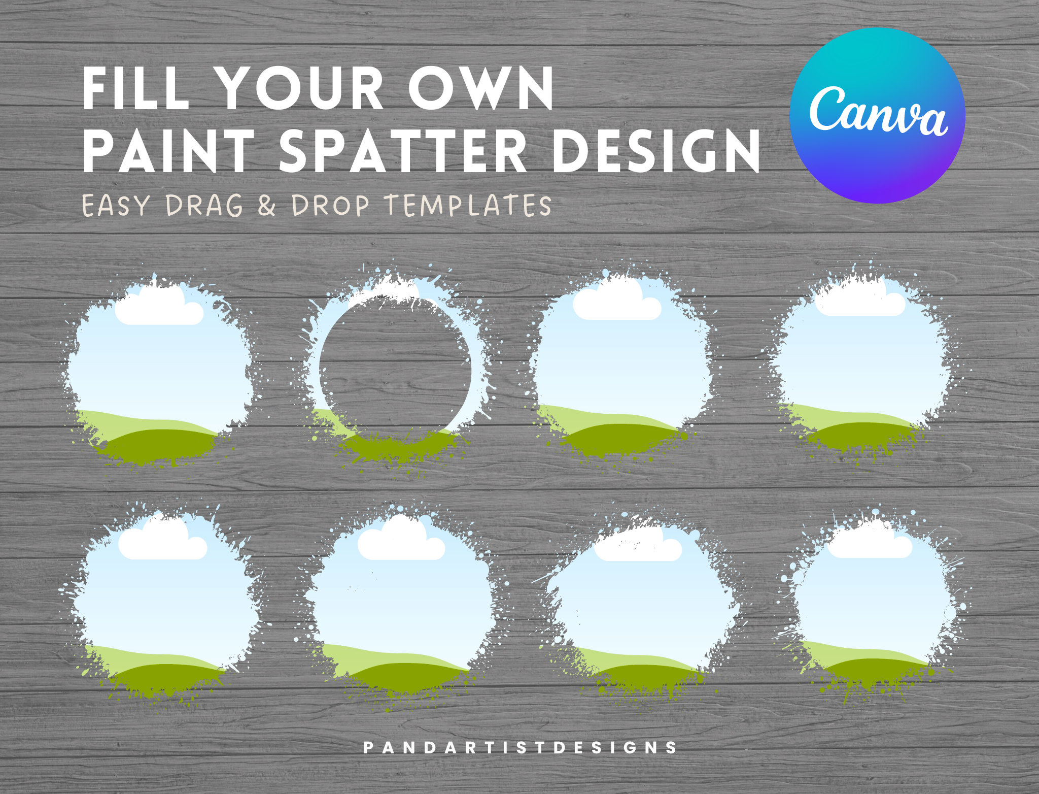 Paint Spatter Circle Canva Frames Bundle